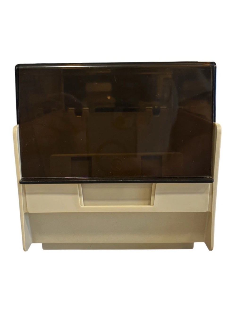 Vtg Rubbermaid File Box Storage Floppy Disk Tan Beige w/ Tinted Lid 2408